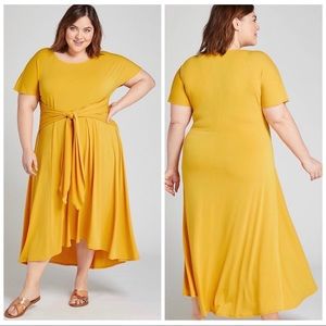 🆕 [Lane Bryant] Gold Tie-Front Midi Dress